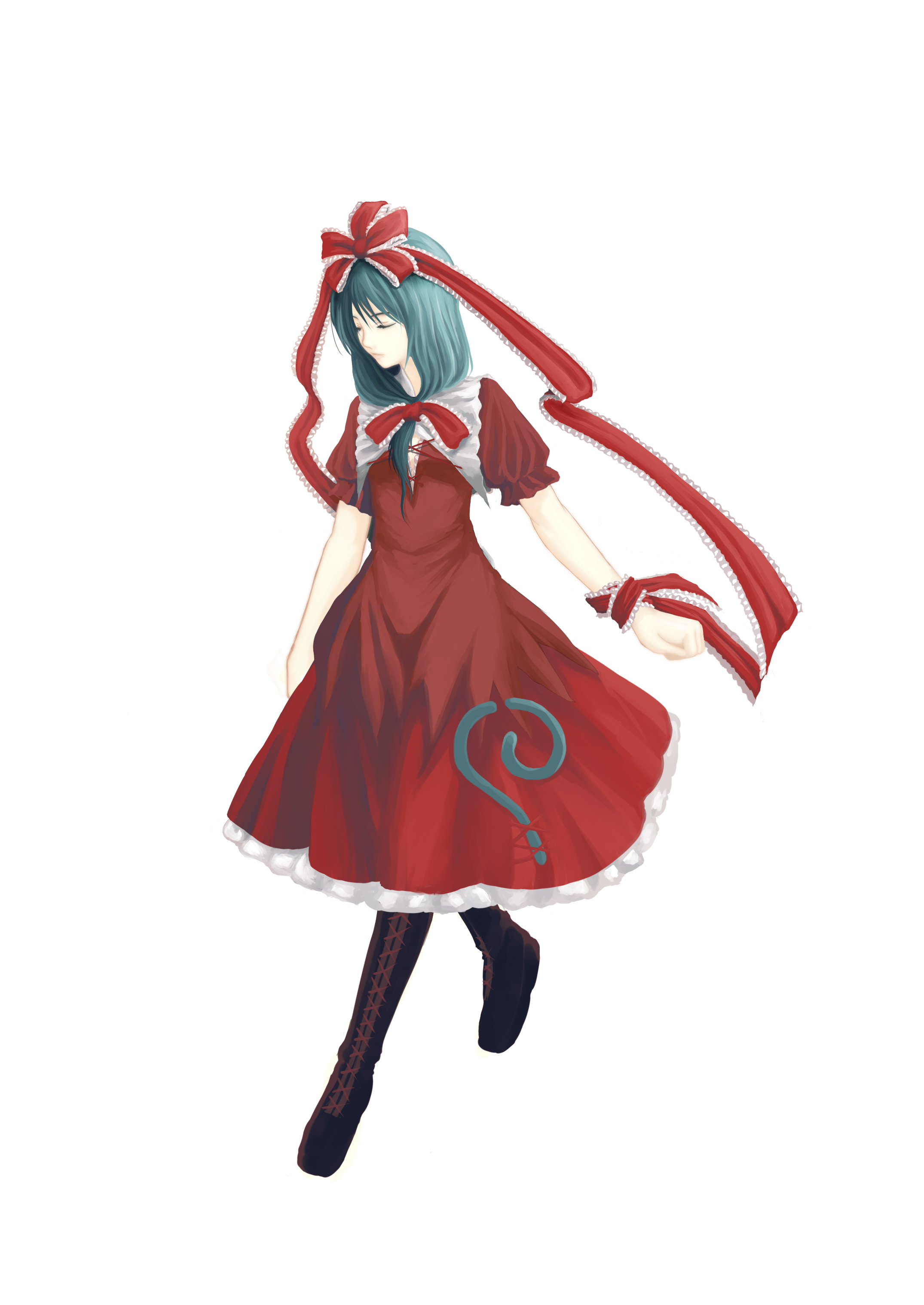 iyokamioto, kagiyama hina, touhou, absurdres, highres, 1girl, female focus, front ponytail, solo