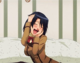 miyamae kanako, maria holic, animated, animated gif, anime screenshot, looping animation, lowres, 00s, 1girl, :d, blood, blush, bow, bowtie, excited, female focus, female pervert, indoors, nosebleed, open mouth, pervert, red bow, red bowtie, school uniform, short hair, smile, solo
