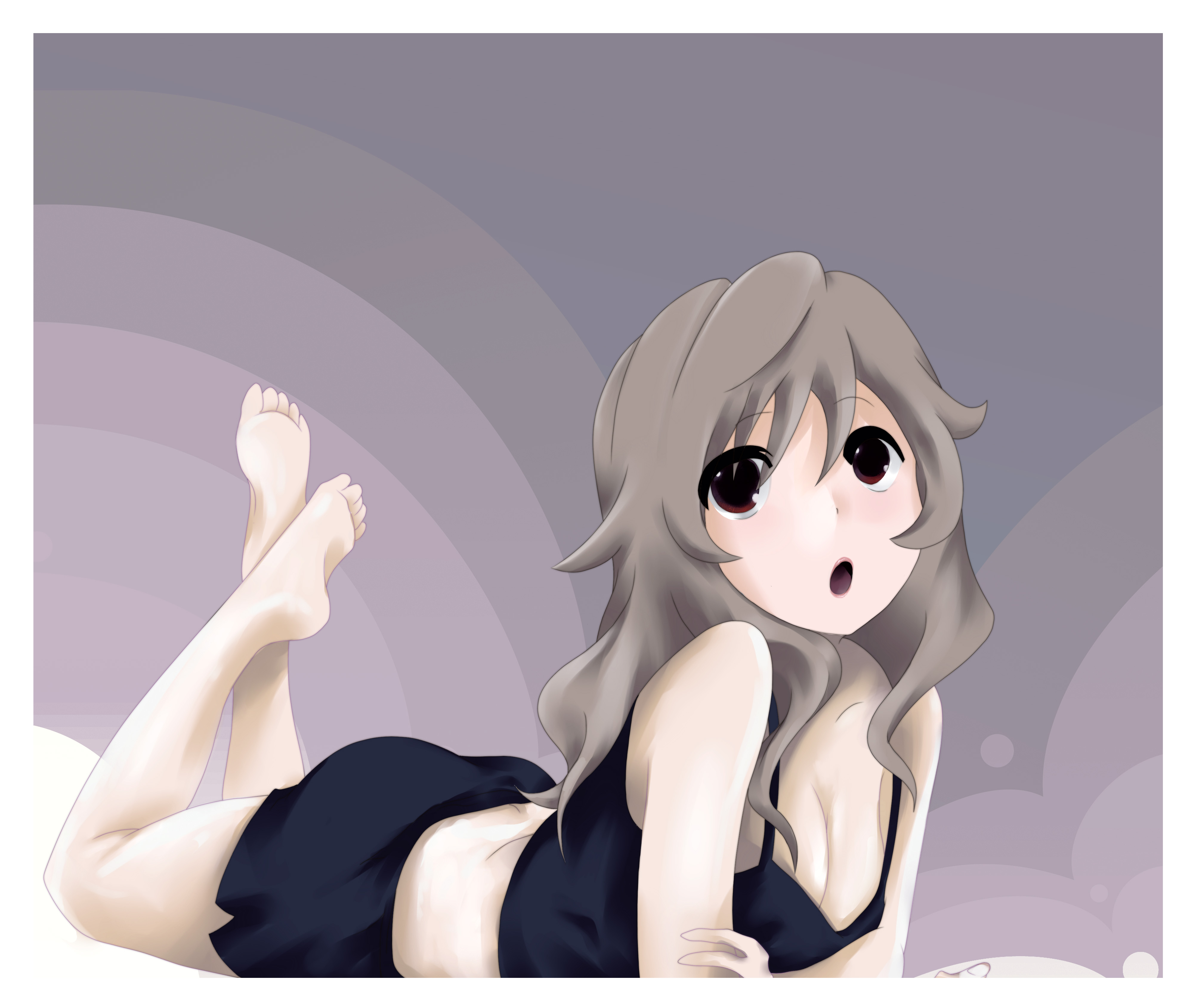 godling, zhaoli jin, takasu yasuko, toradora!, absurdres, highres, 00s, 1girl, barefoot, blonde hair, breasts, brown eyes, cleavage, feet, female focus, large breasts, mature female, solo