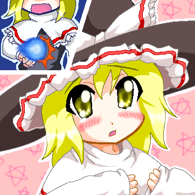 myonde, kirisame marisa, mario (series), nintendo, super marisa world, touhou, lowres, 1girl, aged down, blonde hair, crossover, female focus, gameplay mechanics, oekaki, parody, solo