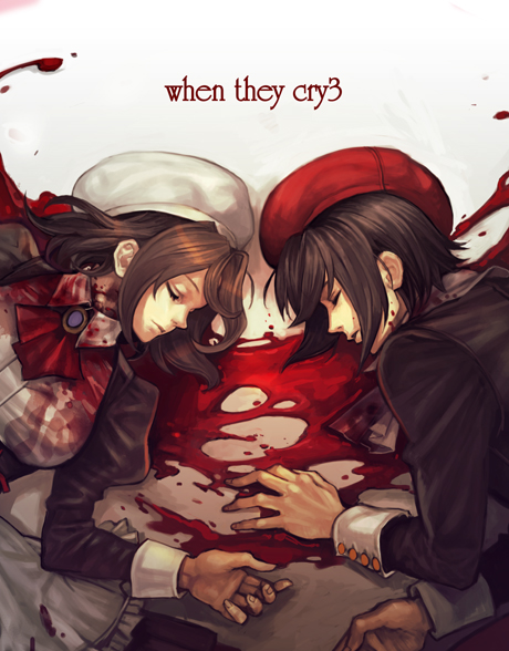 agasang, kanon (umineko), shannon (umineko), umineko no naku koro ni, 00s, 1boy, 1girl, blood, closed eyes, death, hat, maid