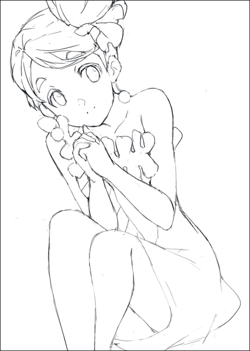 mizuki makoto, kotobuki tsumugi, don't say "lazy", k-on!, 00s, 1girl, female focus, greyscale, hair bun, lineart, monochrome, pantyhose, simple background, single hair bun, solo