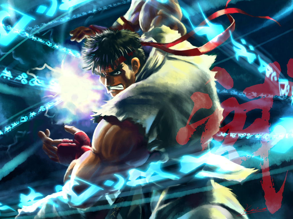 ryu (street fighter), capcom, street fighter, street fighter ii (series), street fighter iv (series), 1990s (style), 1boy, angry, black eyes, black hair, clenched teeth, energy ball, epic, fingerless gloves, gloves, hadouken, headband, male focus, manly, muscular, retro artstyle, short hair, solo, teeth
