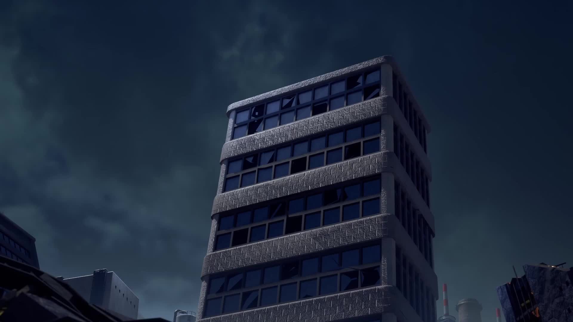 guiron, engi (animation studio), epic games, gamera (series), gamera -rebirth-, gigabash, kadokawa, microsoft, nintendo, passion republic games, sony, steam (platform), stove (platform), 60fps, animated, commentary, highres, sound, video, broken window, building, city, cloud, cloudy sky, crossover, cutting, destruction, dust, embers, english text, fire, game console, game trailer, giant, giant monster, kaiju, monster, motion lines, nintendo switch, nintendo switch 2, no humans, overcast, playstation 4, playstation 5, ruins, screaming, sky, skyscraper, smoke, smokestack, sparks, teaser, teaser trailer, trailer (media), xbox series x