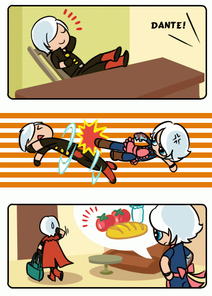 dante (devil may cry), nero (devil may cry), capcom, devil may cry (series), devil may cry 4, powerpuff girls, tagme, 2boys, male focus, multiple boys, parody, style parody