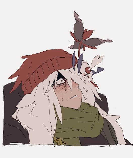 az (pokemon), floette, floette (eternal), nintendo, pokemon, pokemon legends: z-a, commentary request, 1boy, ^ ^, beanie, black jacket, closed eyes, cropped torso, flower, gen 6 pokemon, green scarf, hat, holding, holding flower, hug, jacket, long hair, looking at another, male focus, o6262626, old, parted bangs, parted lips, red hat, scarf, solo, teeth, wide-eyed