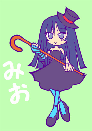 shishinon, akiyama mio, don't say "lazy", k-on!, striped, bad id, bad pixiv id, 00s, 1girl, black hair, blue pantyhose, blunt bangs, female focus, flat color, gothic lolita, hat, hime cut, lolita fashion, long hair, mini hat, mini top hat, pantyhose, solo, top hat
