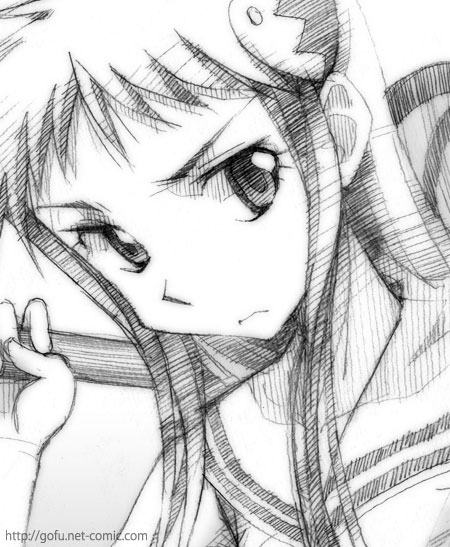 gofu, amase saki, shikabane hime, tagme, traditional media, greyscale, monochrome, sketch, solo
