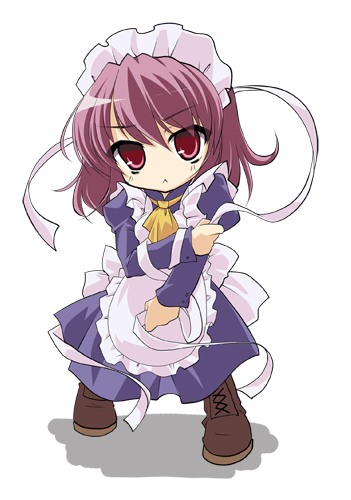 fthgn338, wilhelmina carmel, shakugan no shana, lowres, 00s, maid, pink hair, red eyes, ribbon, solo