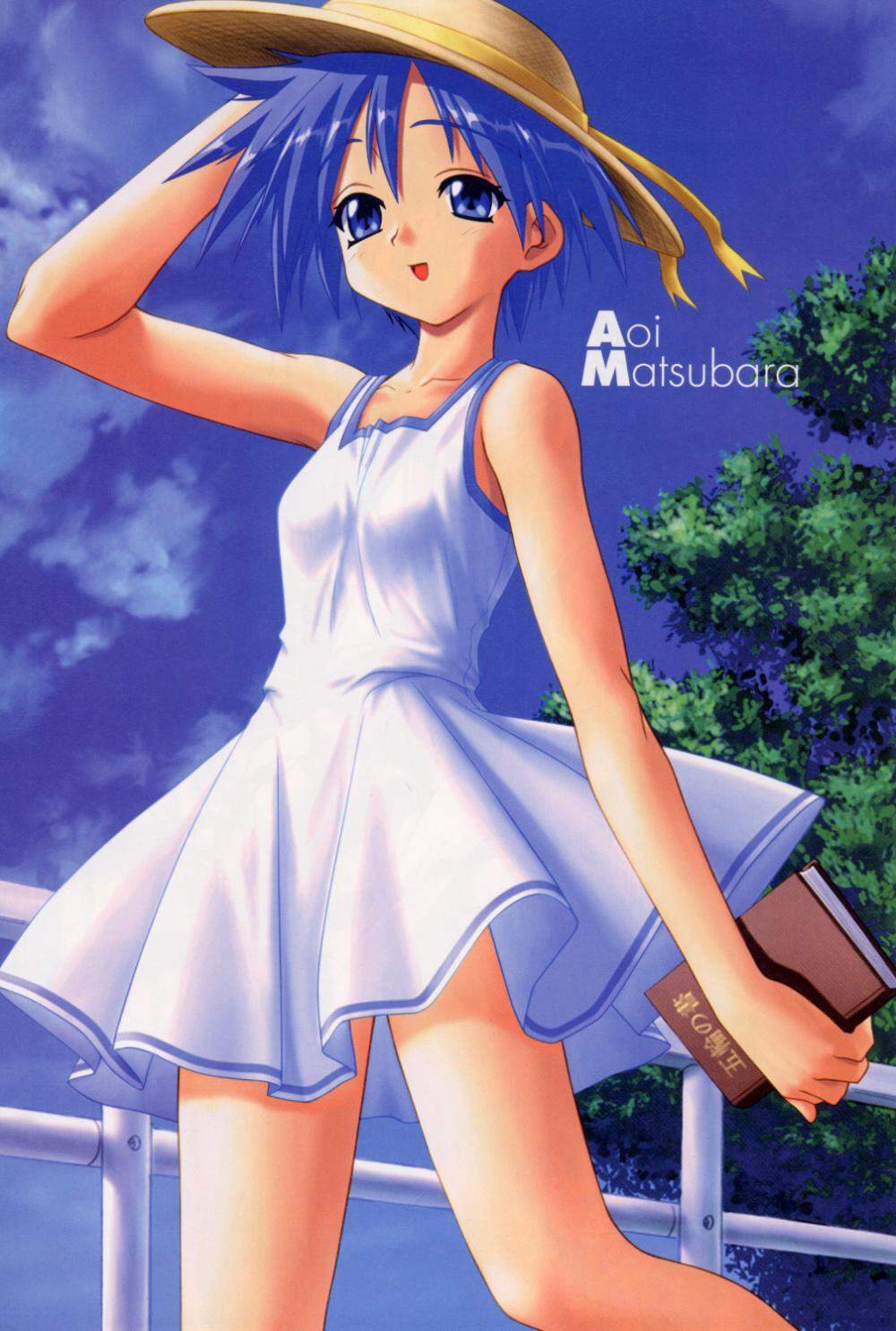 matsubara aoi, to heart, to heart (series), highres, 1girl, blue eyes, blue hair, female focus, matching hair/eyes, solo