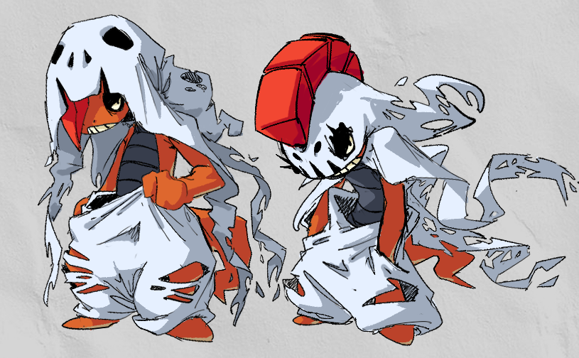 mega scrafty, scrafty, nintendo, pokemon, 1other, adjusting clothes, adjusting pants, clothes grab, colored sclera, colored skin, facing to the side, gen 5 pokemon, grey background, hands in pockets, hood, hood up, hoodie, leaning forward, lizard, mega pokemon, mohawk, noiiizuu, orange hair, orange skin, pants, pokemon (creature), pokemon focus, shedding, shedding skin, solo, teeth, torn clothes, torn hood, torn hoodie, torn pants, torn skin, white hood, white pants, wind, yellow sclera