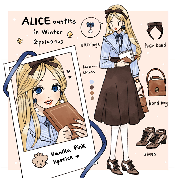 peilu (pslu0423), 1girl, alice (disney), alice in wonderland (disney), animification, blonde hair, blue eyes, bow, contemporary, dress, full body, hairband, jewelry, long hair, looking at viewer, ribbon, shoes, simple background, smile, solo