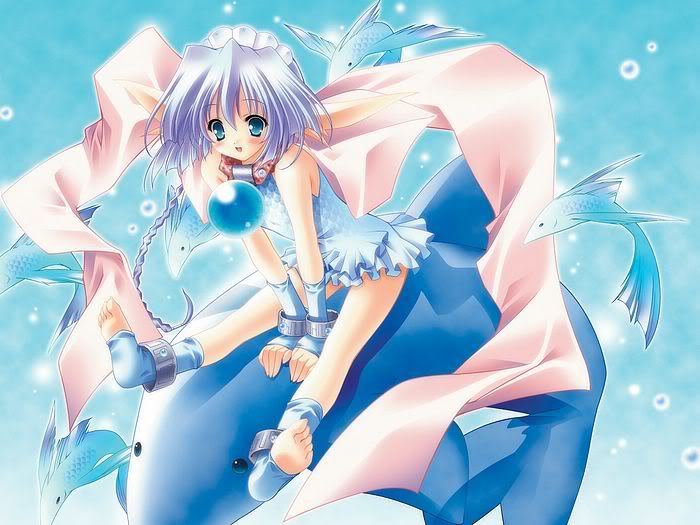 tagme, blue eyes, blue hair, elbow gloves, feet, fish, gloves, soles