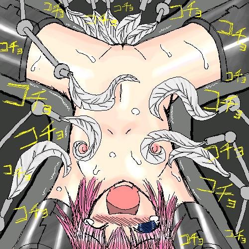 kusuguri, lowres, third-party edit, bdsm, cleft of venus, feathers, flat chest, food, loli, nude, steamed bun, tickling, torture, uncensored