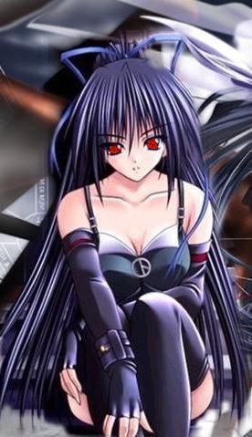 lowres, elbow gloves, gloves, kneeling, long hair, purple hair, red eyes, ribbon, thighhighs