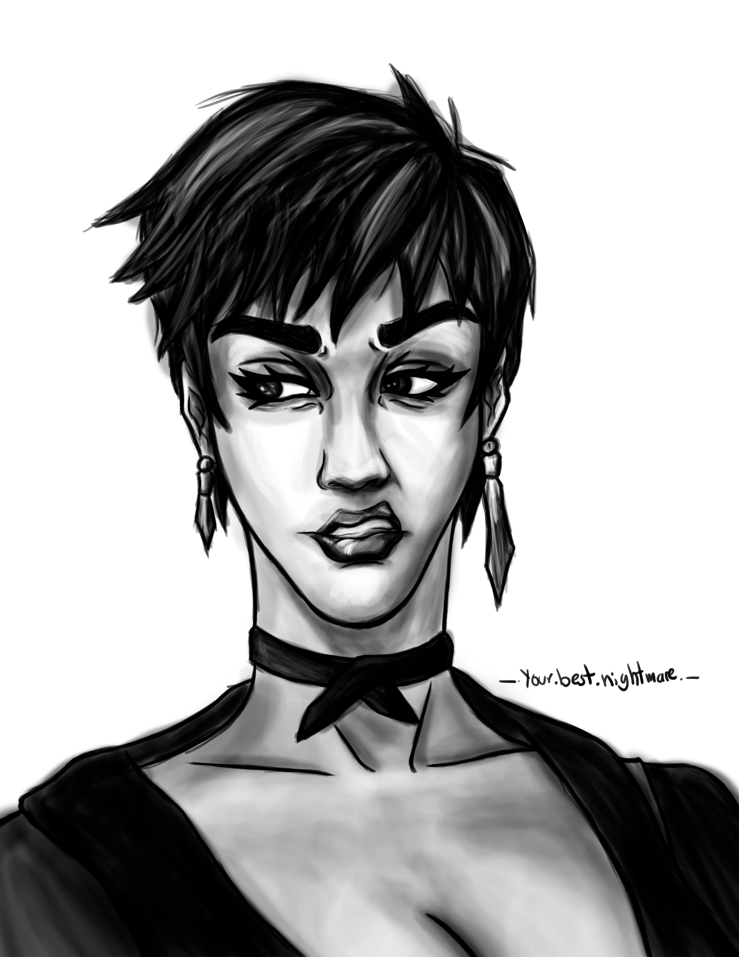 vice (kof), the king of fighters, absurdres, highres, 1girl, breasts, cleavage, dress, earrings, female focus, jewelry, pps0226, short hair