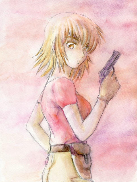 parubinko, cagalli yula athha, gundam, gundam seed, 00s, blonde hair, short hair, solo, yellow eyes