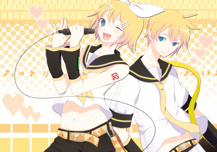harano, kagamine len, kagamine rin, vocaloid, 1boy, 1girl, brother and sister, siblings, twins