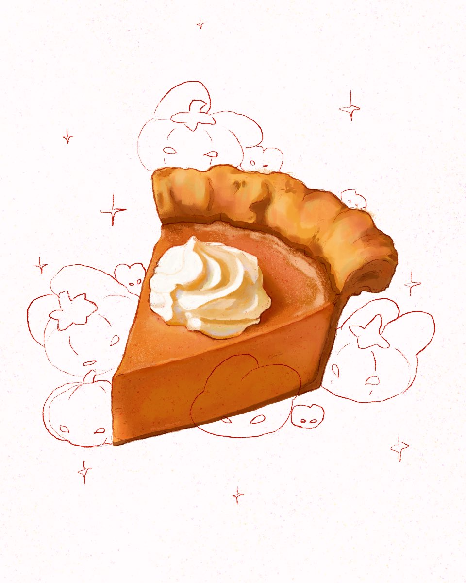 rokktober, original, highres, food, food focus, no humans, pie, pie slice, pumpkin pie, whipped cream, white background