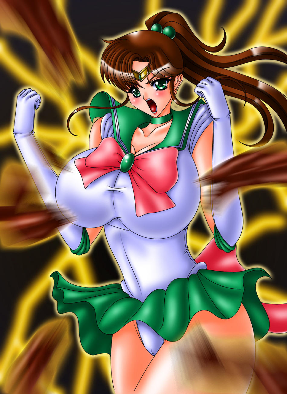 marubayashi shumaru, kino makoto, sailor jupiter, bishoujo senshi sailor moon, highres, 1990s (style), angry, breasts, brown hair, gloves, green eyes, large breasts, ponytail, retro artstyle, school uniform, serafuku, tiara