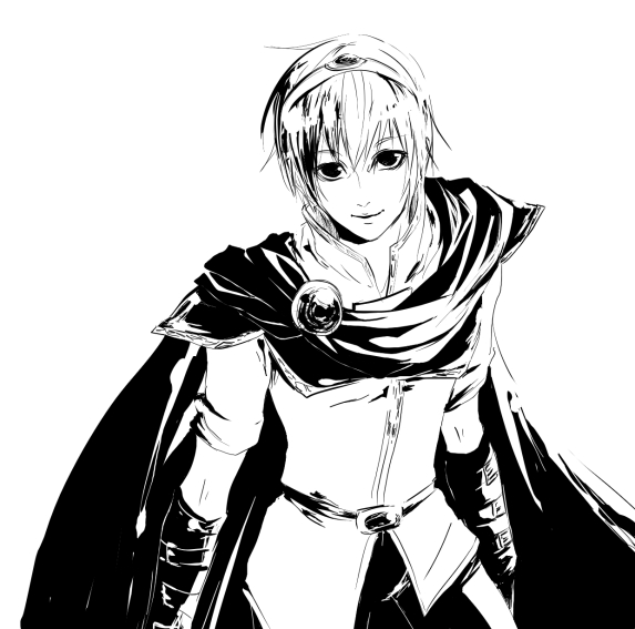 marth (fire emblem), fire emblem, fire emblem: mystery of the emblem, fire emblem: shadow dragon, nintendo, cape, gloves, greyscale, monochrome, smile, solo, tiara