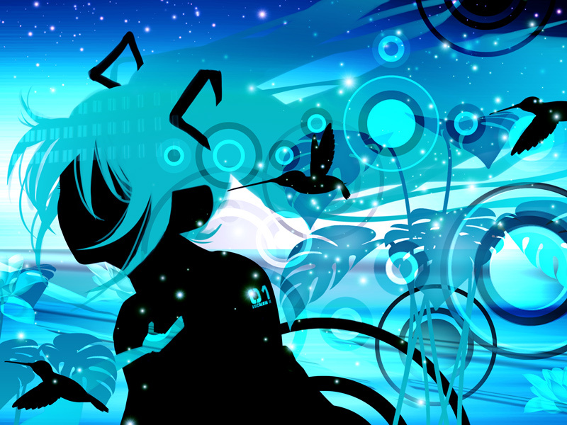 saitou tomoaki, hatsune miku, vocaloid, bad id, bad pixiv id, aqua hair, long hair, necktie, solo, twintails, very long hair
