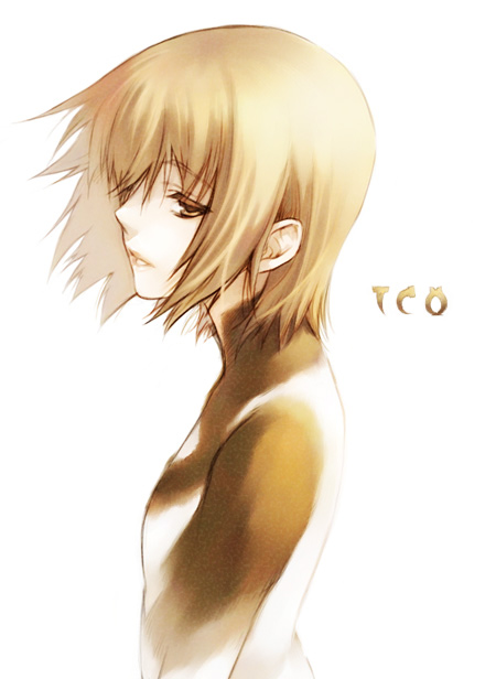 yuuryuu nagare, yorda, ico, tagme, monochrome, short hair, solo