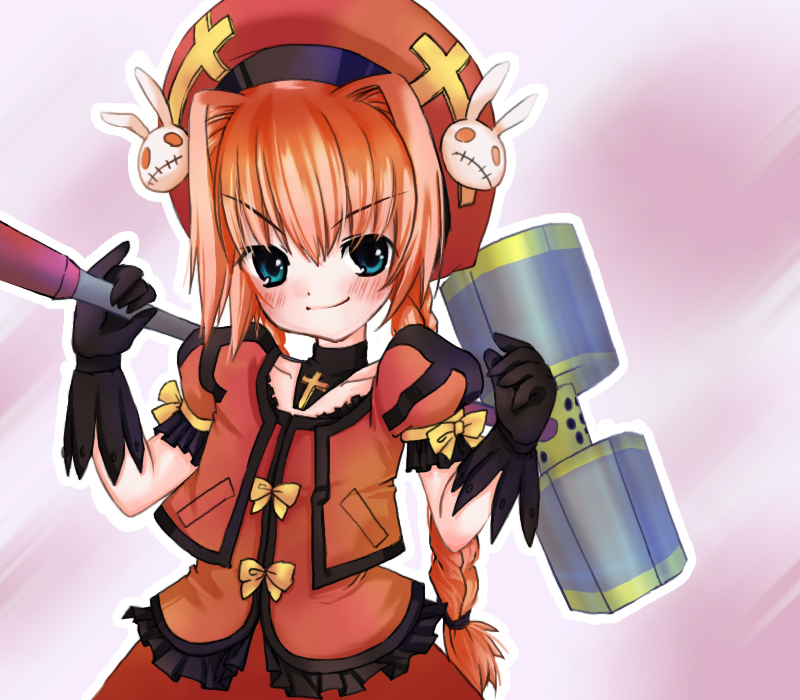 tarutata, graf eisen, vita (nanoha), lyrical nanoha, mahou shoujo lyrical nanoha, mahou shoujo lyrical nanoha a's, bad id, bad pixiv id, 00s, blue eyes, blush, braid, gloves, hat, red hair, twin braids