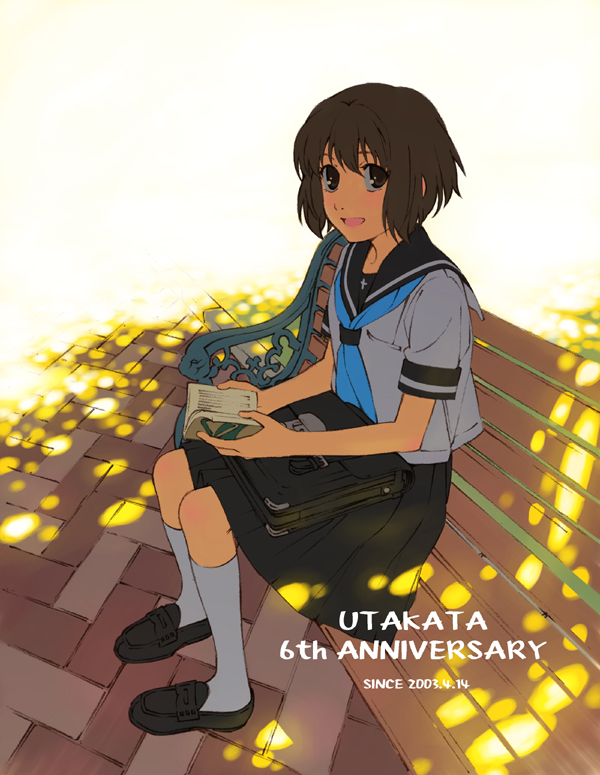 shiwasu takashi, tagme, 1girl, bench, female focus, school uniform, serafuku, solo