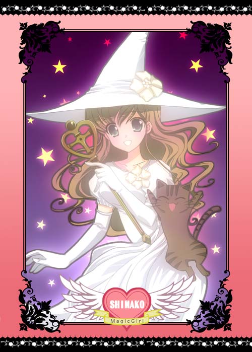 masuyama kei, toudou shimako, maria-sama ga miteru, 00s, cat, gloves, hat, magical girl, solo, wand, witch hat, wizard hat