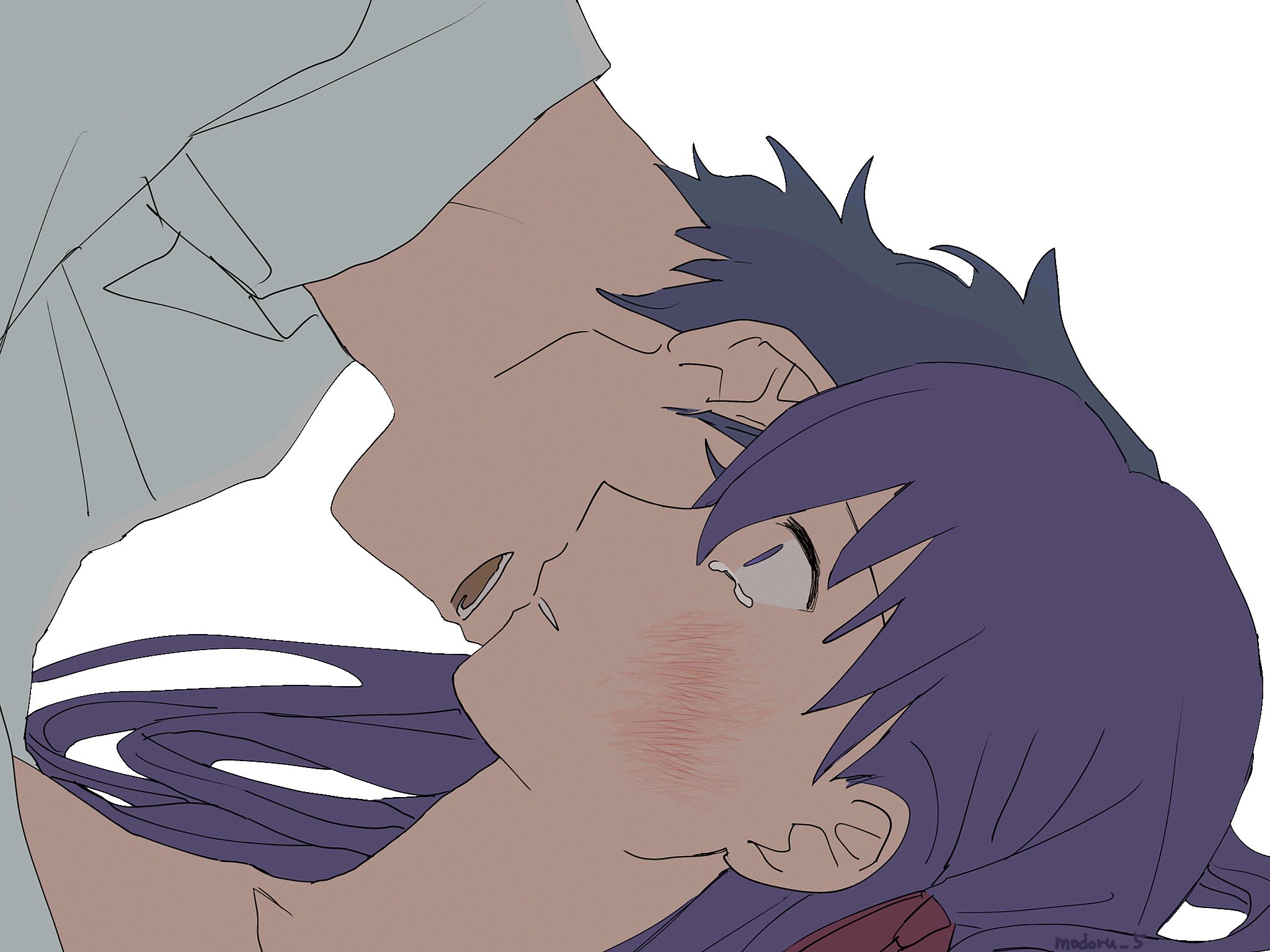modoru 5, matou sakura, matou shinji, fate/stay night, fate (series), commentary request, highres, 1boy, 1girl, adoptive siblings, black hair, brother and sister, bruise, bruise on face, crying, hair ribbon, hetero, implied rape, injury, inseki, long hair, purple eyes, purple hair, ribbon, siblings, tearing up