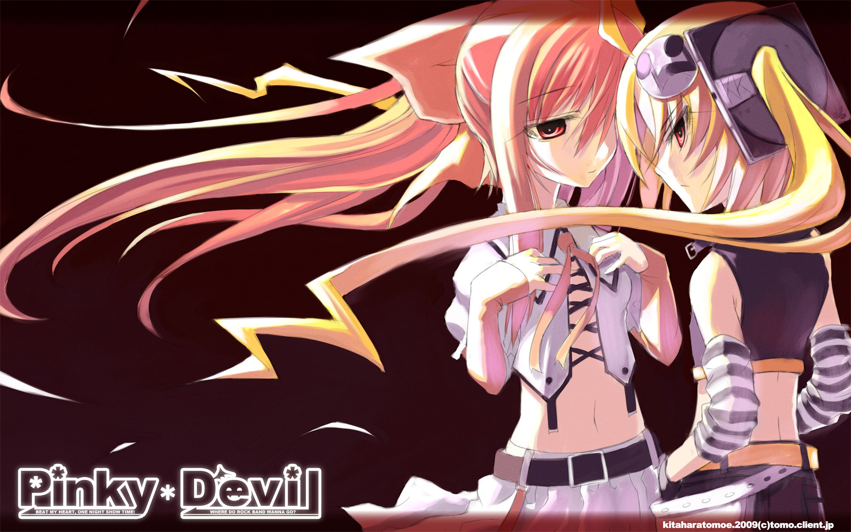 kitahara tomoe (kitahara koubou), sakurazaki aya, beretta, original, bad id, bad pixiv id, highres, 2girls, blonde hair, multiple girls, red eyes, red hair