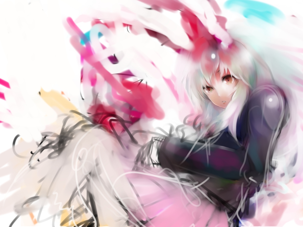 inoe, inoe (noie), reisen udongein inaba, touhou, bad id, bad pixiv id, 1girl, animal ears, female focus, lying, rabbit ears, solo