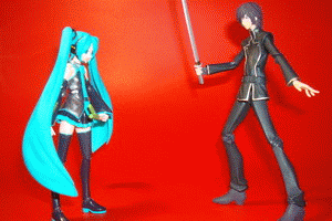 hatsune miku, lelouch vi britannia, code geass, vocaloid, lowres, 00s, fighting, vs