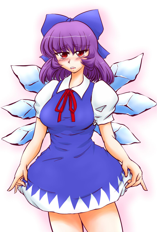 umean kyuuo, cirno, yasaka kanako, touhou, bad id, bad pixiv id, 1girl, cirno (cosplay), cosplay, female focus, solo
