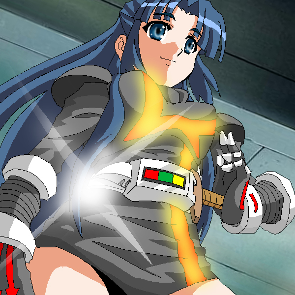 kou-oboro, asakura ryoko, kamen rider faiz, kamen rider g, kamen rider, kamen rider 555, suzumiya haruhi no yuuutsu, 1girl, belt, buckle, electricity, female focus, gauntlets, green eyes, green hair, long hair, matching hair/eyes, parody, solo, sparkle, standing, very long hair