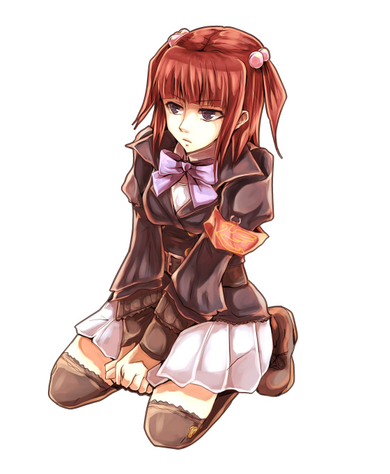 kamanatsu, km59, ushiromiya ange, umineko no naku koro ni, bad id, bad pixiv id, 00s, 1girl, female focus, hair bobbles, hair ornament, red hair, ribbon, solo, thighhighs, twintails, two side up