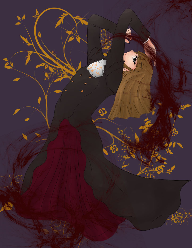 rinne45, rnn-monooki, ushiromiya rosa, umineko no naku koro ni, 00s, 1girl, blonde hair, blood, dress, female focus, solo