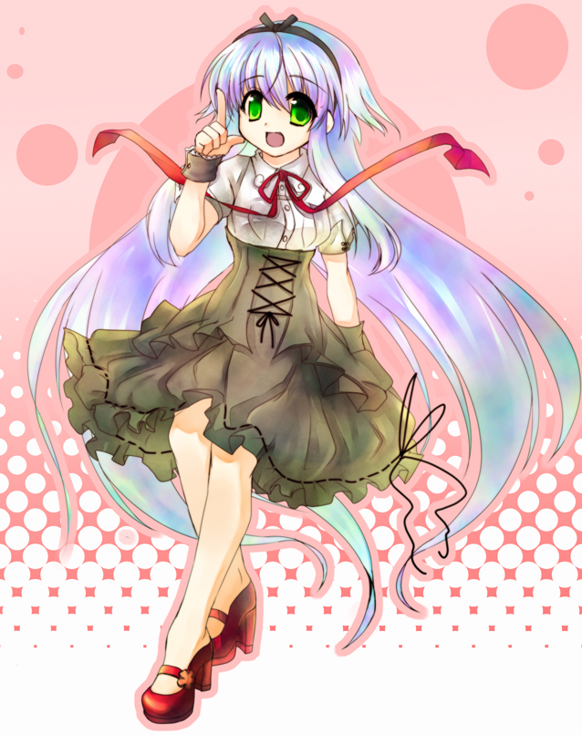 ameshizuku natsuki, ameth (princess connect!), original, bad id, bad pixiv id, 1girl, blue hair, corset, female focus, green eyes, long hair, skirt, solo
