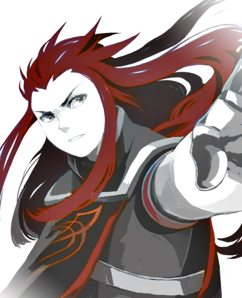 asch (tales), tales of (series), tales of the abyss, 00s, 1boy, gloves, long hair, male focus, pale skin, red hair, solo, surcoat