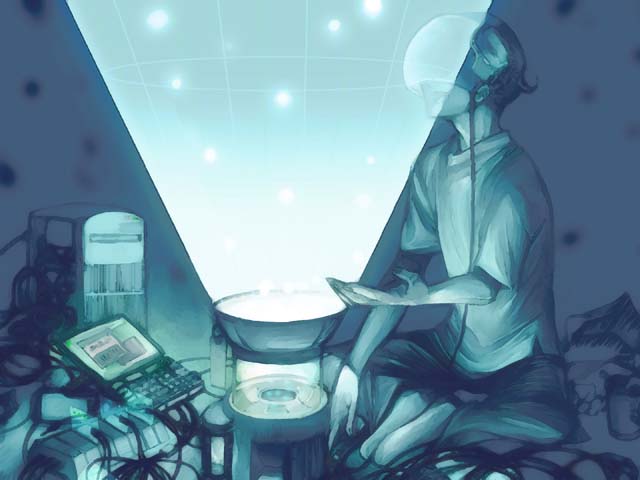 hoshino tane, seki rei shiroe, toward the terra, light, bad id, bad pixiv id, 1boy, black hair, indoors, male focus, sitting, solo