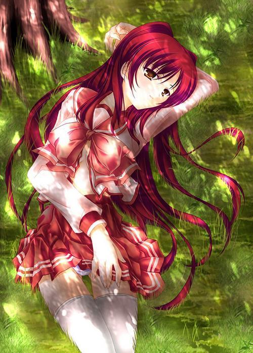 kousaka tamaki, to heart, to heart (series), to heart 2, tagme, 00s, long hair, lying, panties, red hair, school uniform, underwear