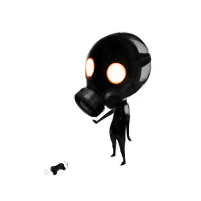 misawa kei, psycho mantis, metal gear (series), metal gear solid, lowres, chibi, controller, game controller, gas mask, mask, solo