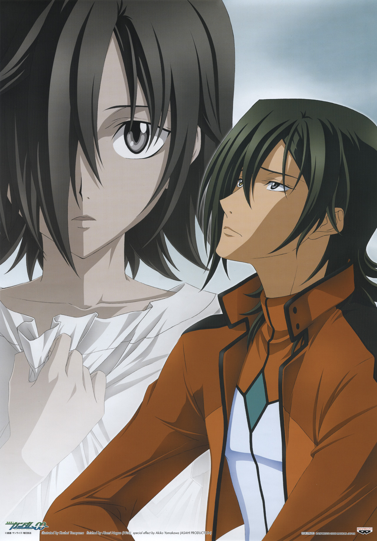 yoneyama kouhei, allelujah haptism, gundam, gundam 00, highres, official art, scan, 00s, 1boy, aged down, male focus