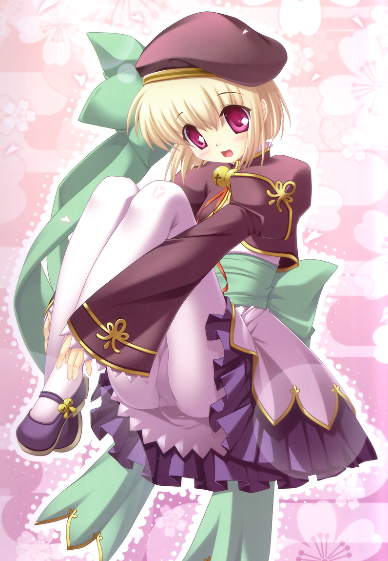 hinoue itaru, shokatsuryou (koihime musou), koihime musou, 00s, 1girl, blonde hair, female focus, panties, panties under pantyhose, pantyhose, pink eyes, solo, underwear, white pantyhose