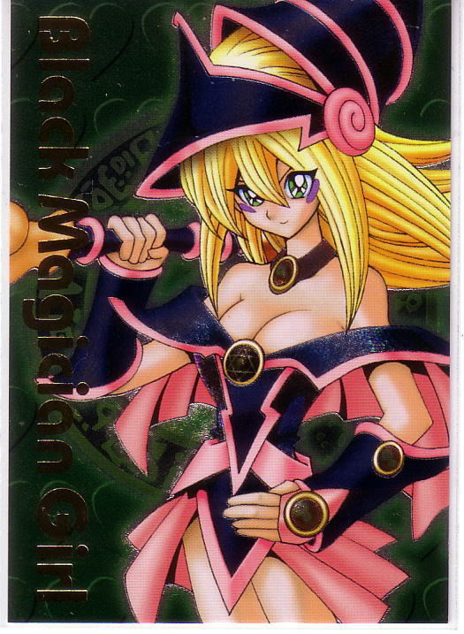 dark magician girl, yu-gi-oh!, yu-gi-oh! duel monsters, yuu-gi-ou, blonde hair, blush, breasts, choker, cleavage, duel monster, green eyes, hand on own hip, hip focus