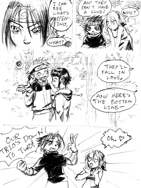 haruno sakura, hyuuga hinata, uchiha sasuke, naruto (classic), naruto (series), artist request, translated, comic, monochrome