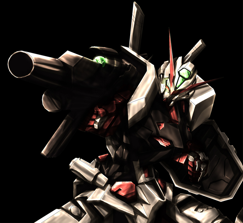 takayuuki, gundam astray red frame, gundam, gundam seed, gundam seed astray, 00s, beam rifle, energy gun, gun, mecha, no humans, robot, shield, solo, weapon