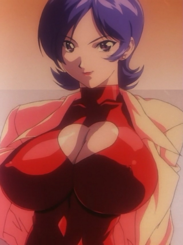 marine-chan a go go, anime screenshot, tagme, breasts, cleavage, cleavage cutout, clothing cutout, heart cutout, large breasts, revealing clothes, short hair, solo