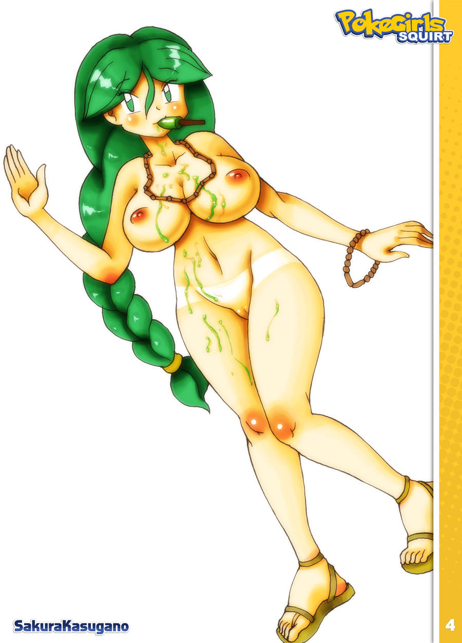 cheryl (pokemon), nintendo, pokemon, highres, braid, breasts, food, green hair, nipples, nude, popsicle, pussy, uncensored